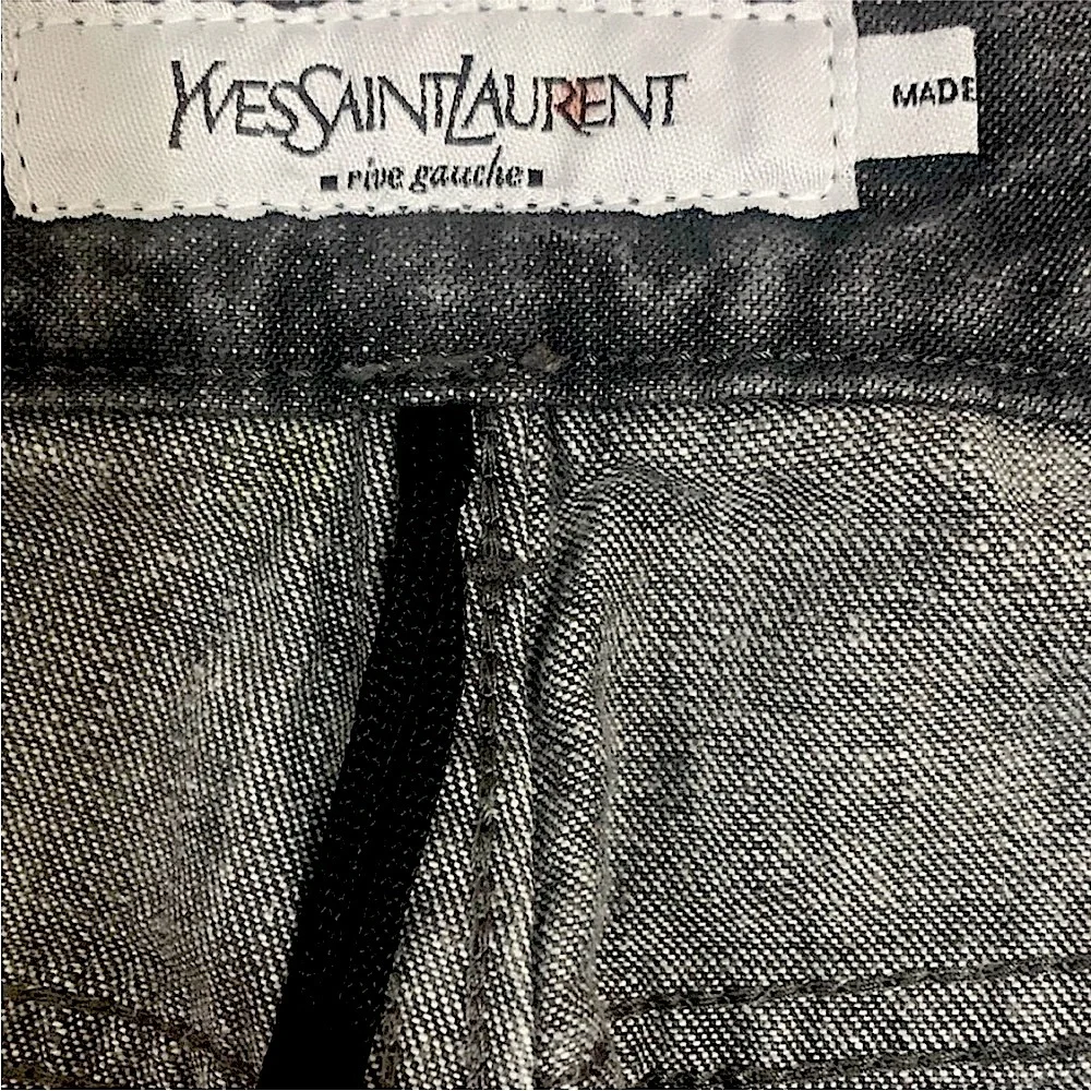 Saint Laurent / Rive Gauche Faded Black Denim Jeans with YSL logo - Picture 2 of 11